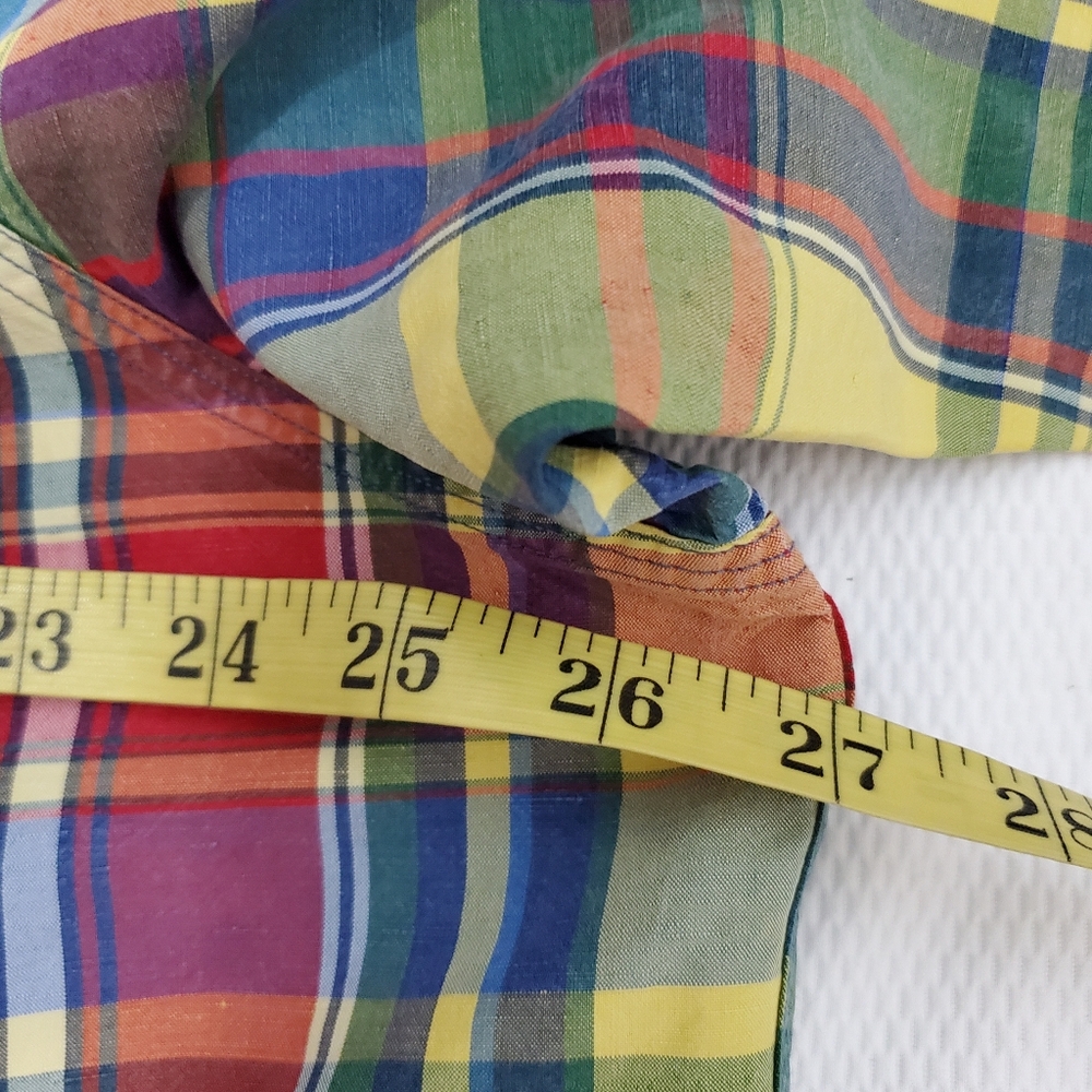 Polo by Ralph Lauren Madras Plaid Linen Silk Blend Button Down Shirt XXL - Picture 7 of 8